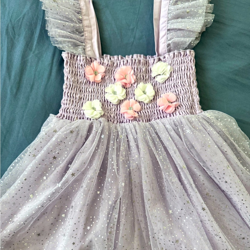 Aubrey Camille Purple Dress w/Floral Accents